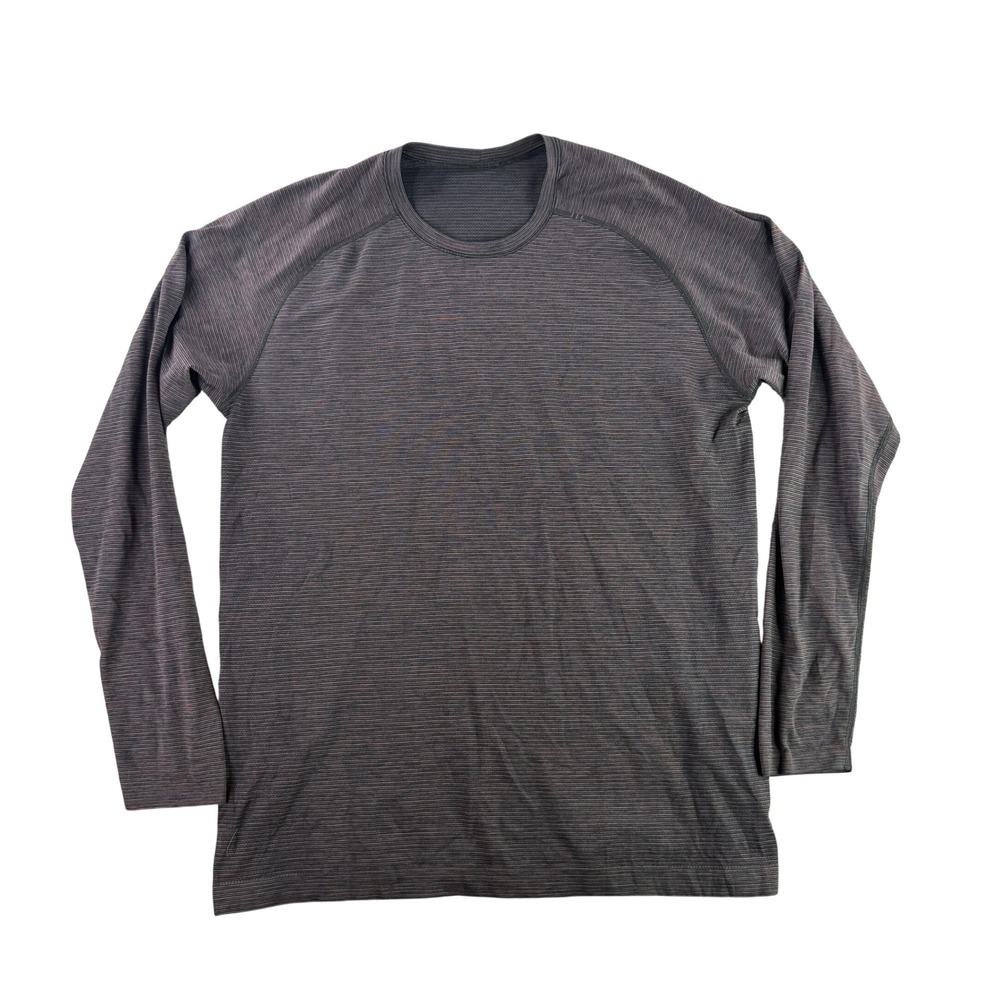 Lululemon Metal Vent Tech‎ Long Sleeve Mens XL Black Red Striped Athletic Shirt